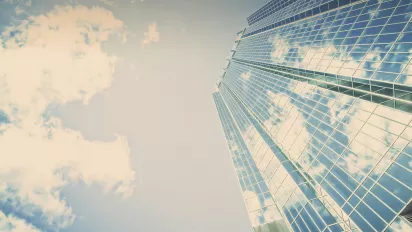 blue sky, cloud and a skyscraper 